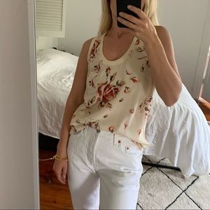 Joie Cream Floral Silk Blouse XS